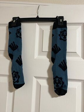 Microsoft Teal Crew Socks with Black Pattern